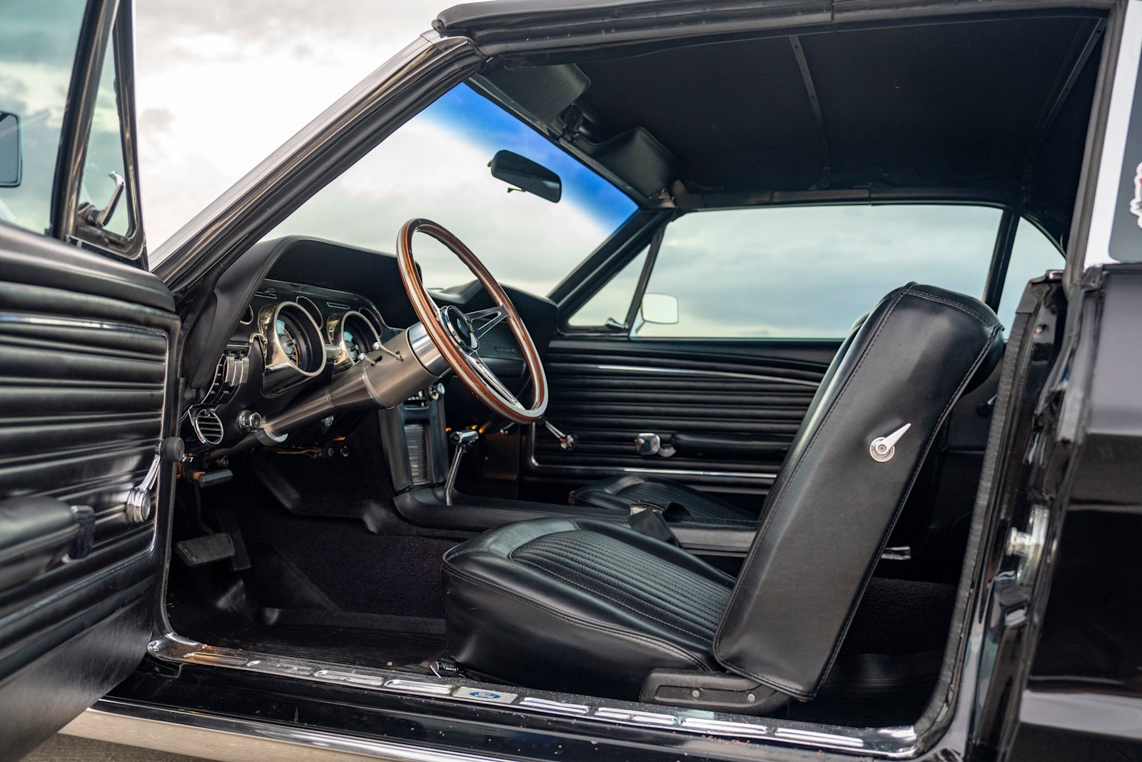 Detail shot of the Mustang's trim and wheel